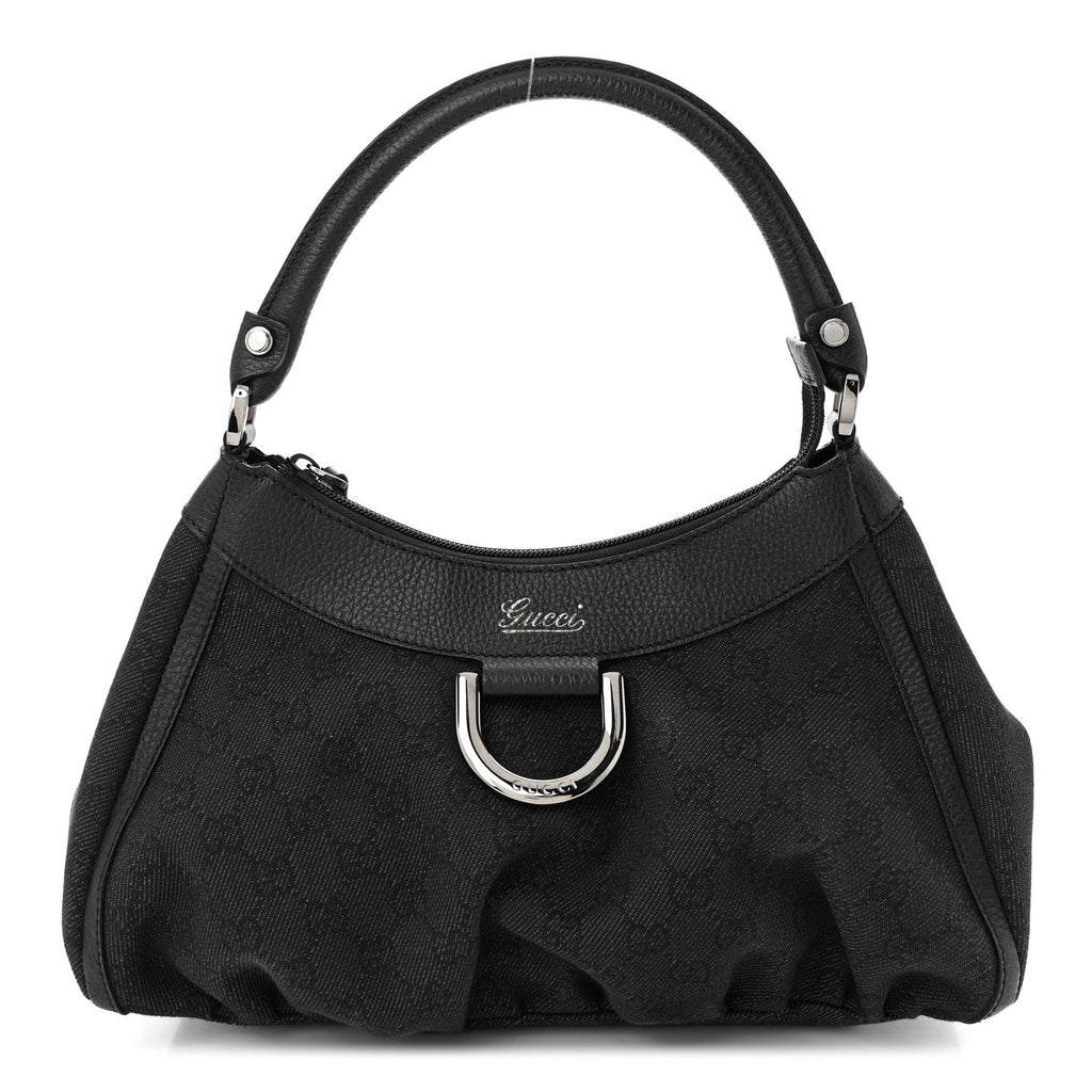 Monogram Medium D Gold Ring Hobo Black