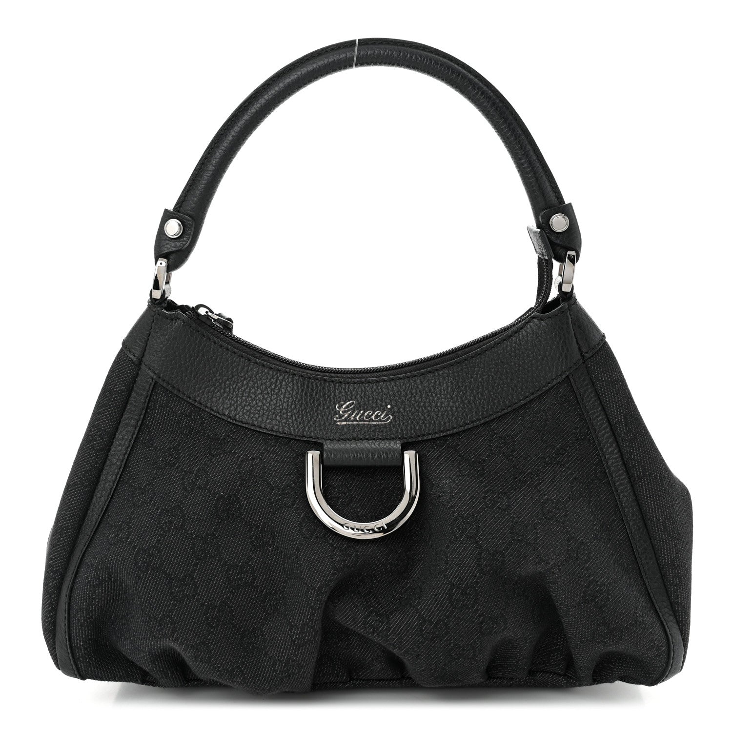 Monogram Medium D Gold Ring Hobo Black