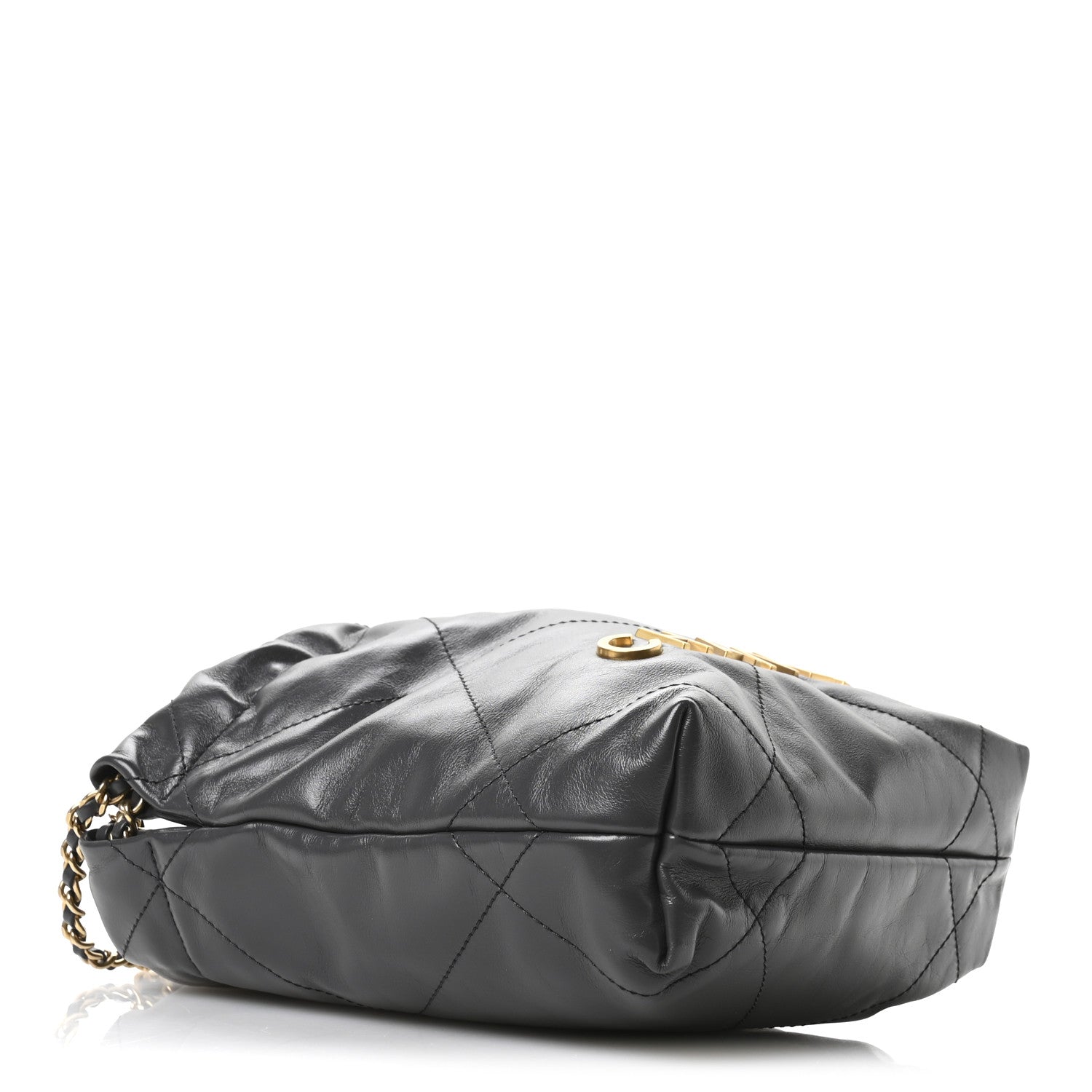 Shiny Calfskin Quilted Mini Chanel 22 Dark Grey