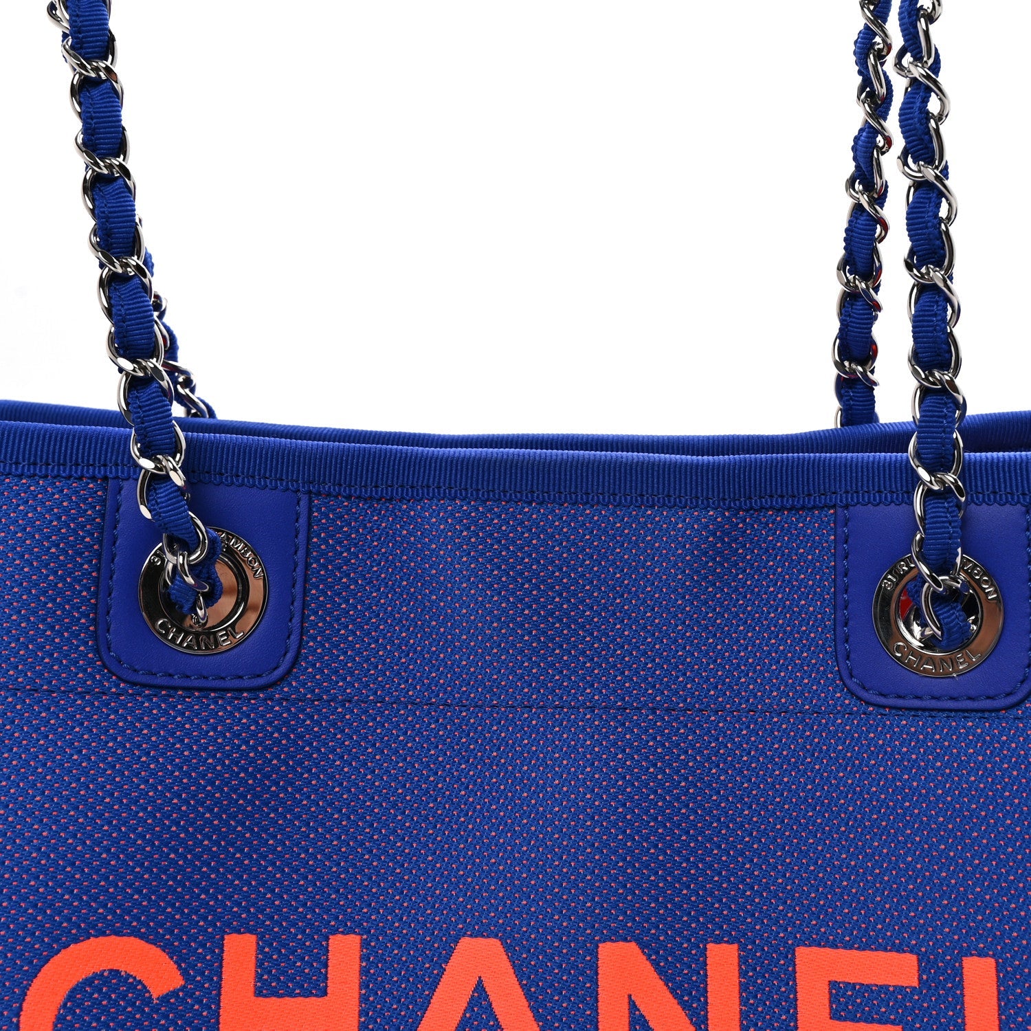 Mixed Fibers Small Deauville Tote Blue Orange