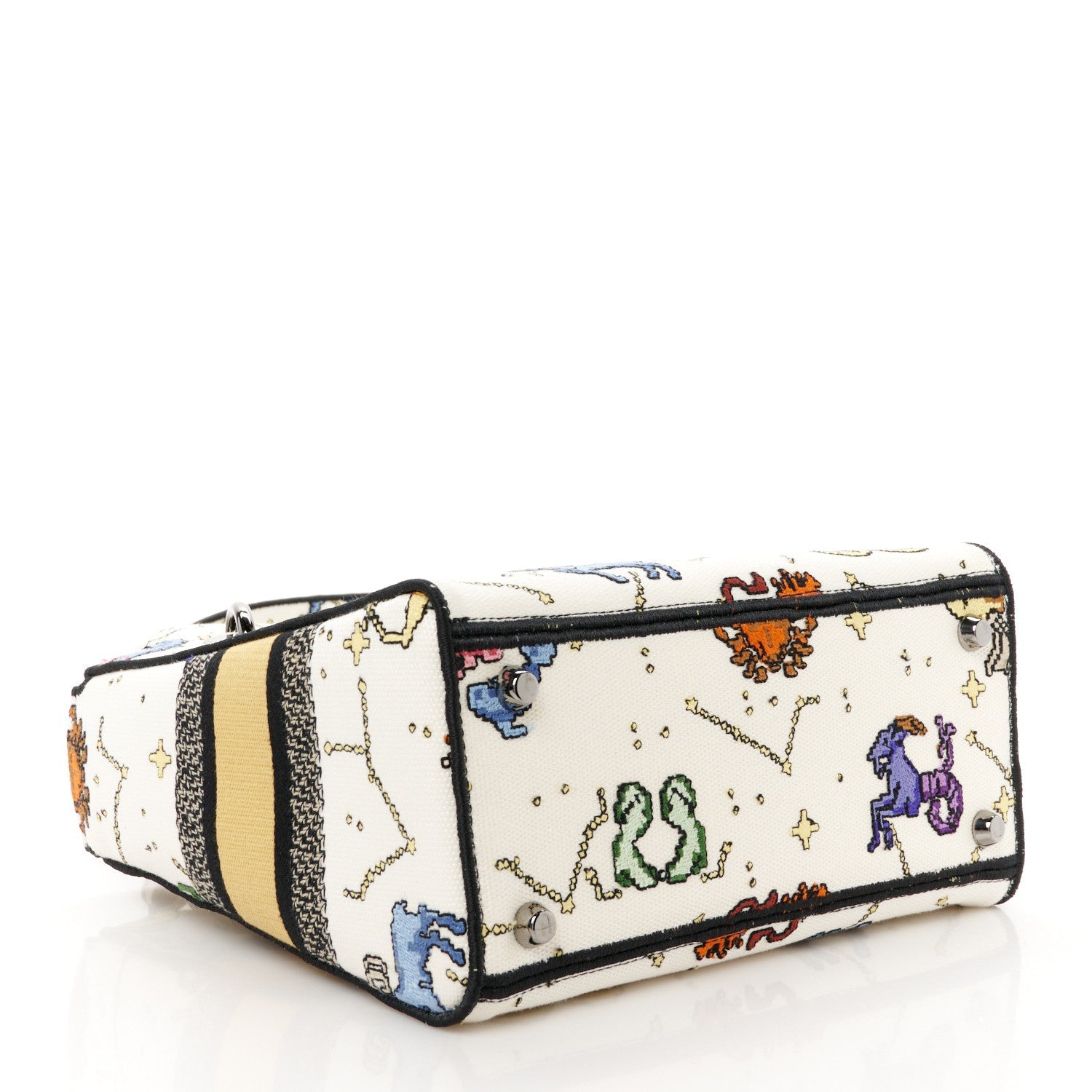 Canvas Pixel Zodiac Embroidered Medium Lady D-Lite Ecru Multicolor