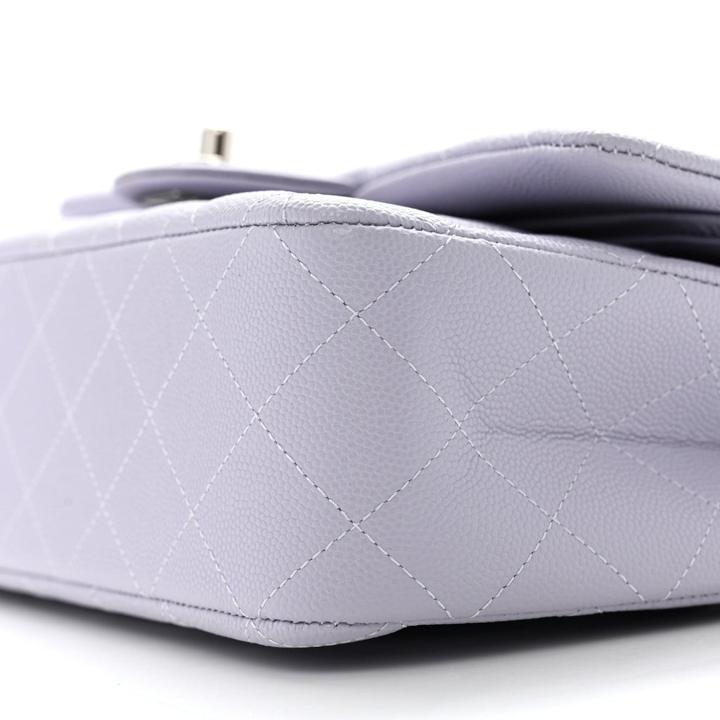 Caviar Quilted Medium Double Flap Light Purple