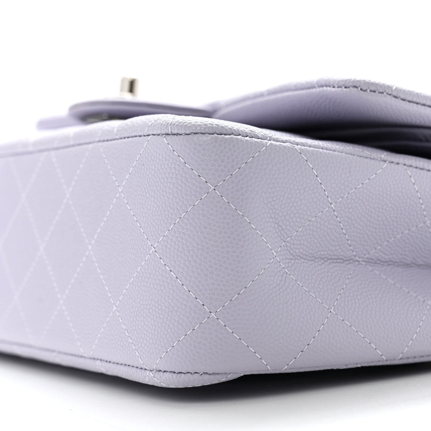 Caviar Quilted Medium Double Flap Light Purple