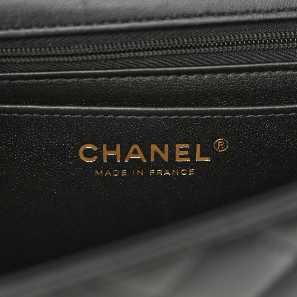 Lambskin Quilted Mini Rectangular Flap Black