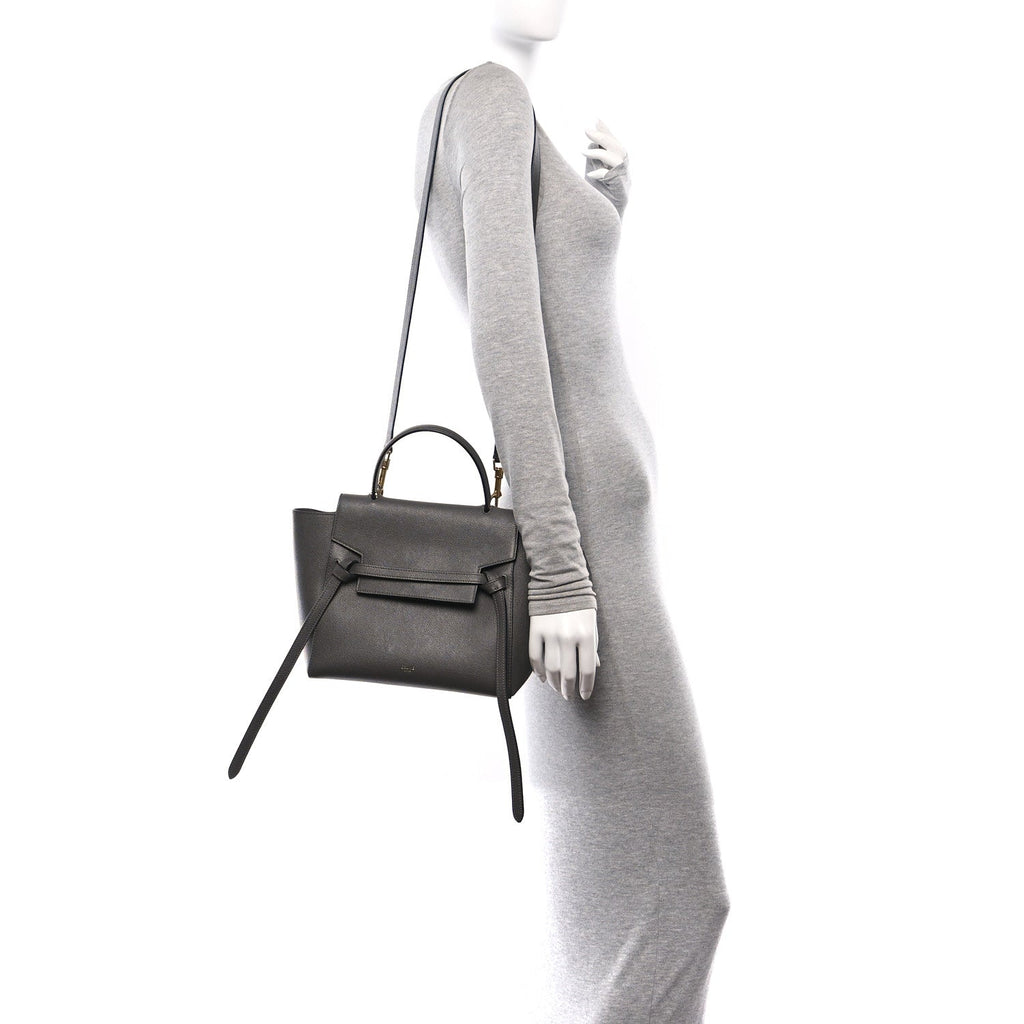 Grained Calfskin Micro Belt Bag Grey
