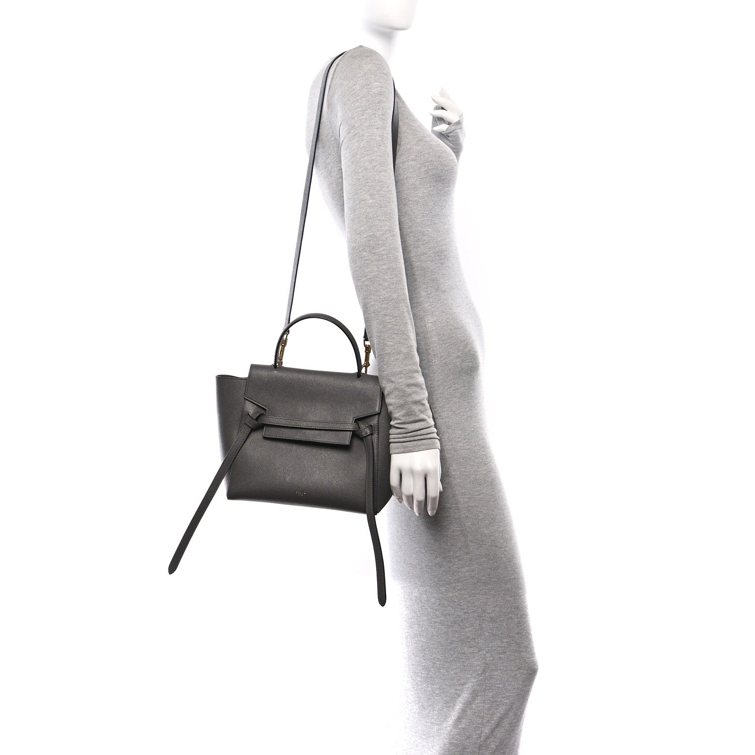Grained Calfskin Micro Belt Bag Grey