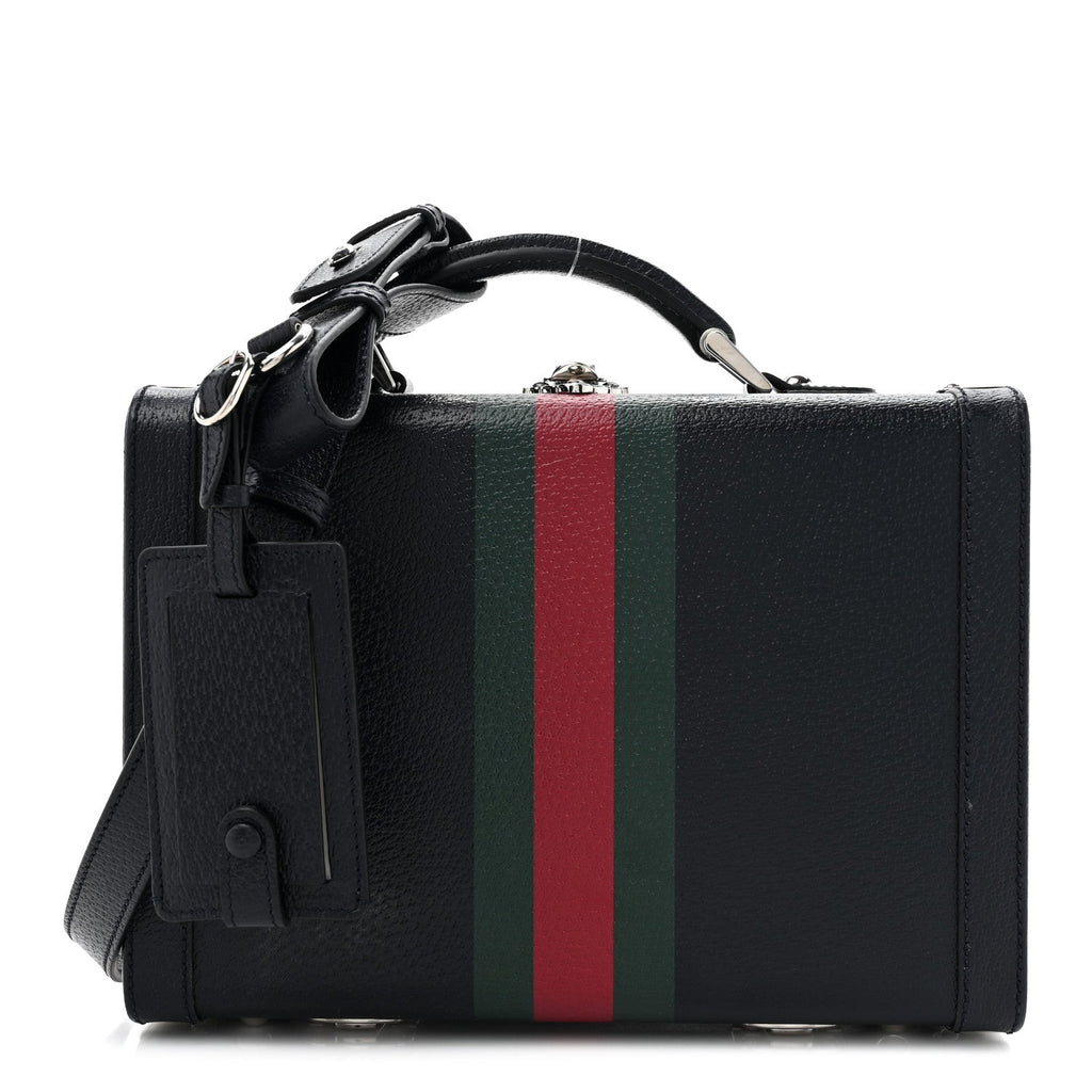 Dollar Calfskin Web Savoy Medium Top Handle Beauty Case Dark Blue