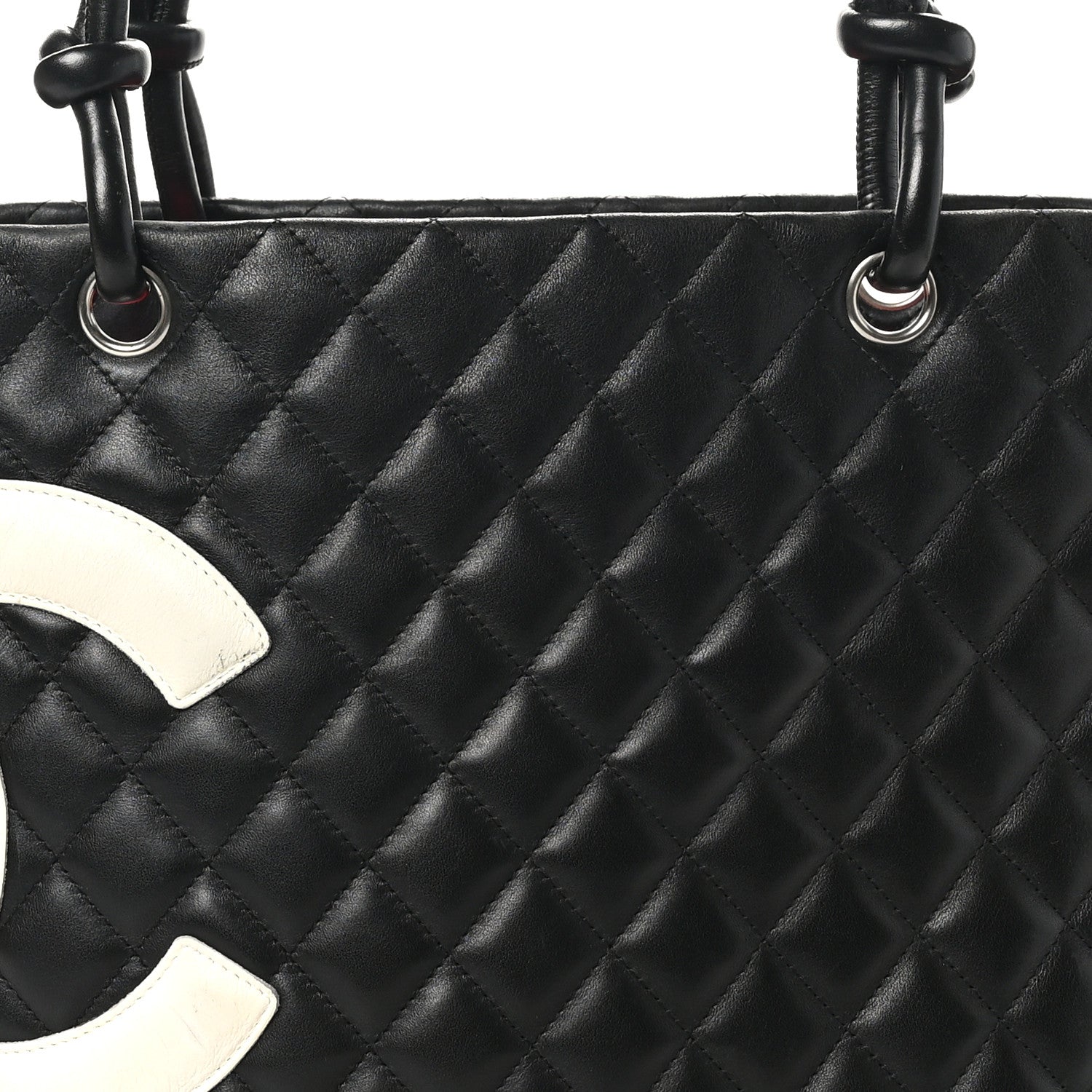 Calfskin Quilted Large Cambon Tote Black White