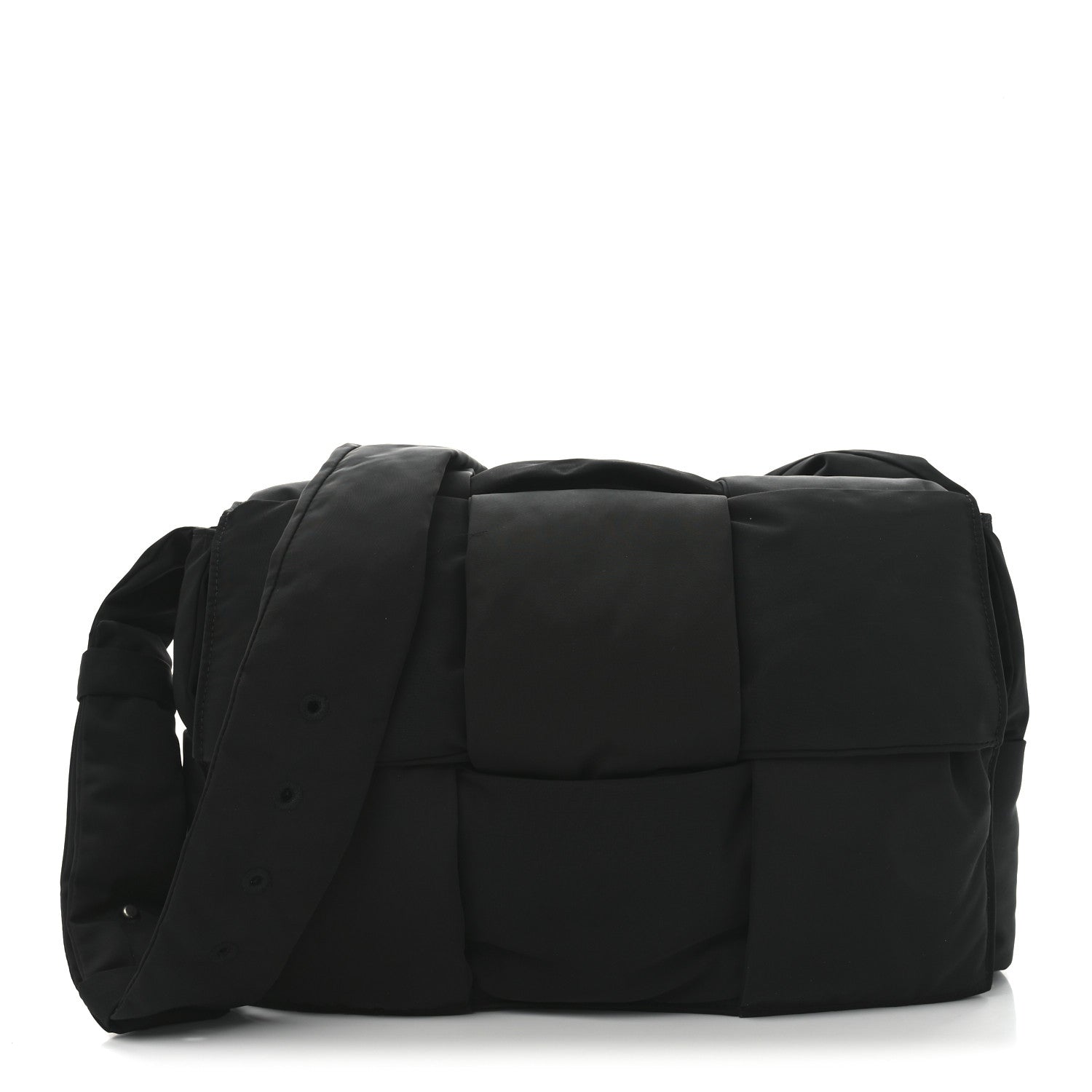 Nylon Intrecciato Padded Tech Maxi Cassette Bag Black