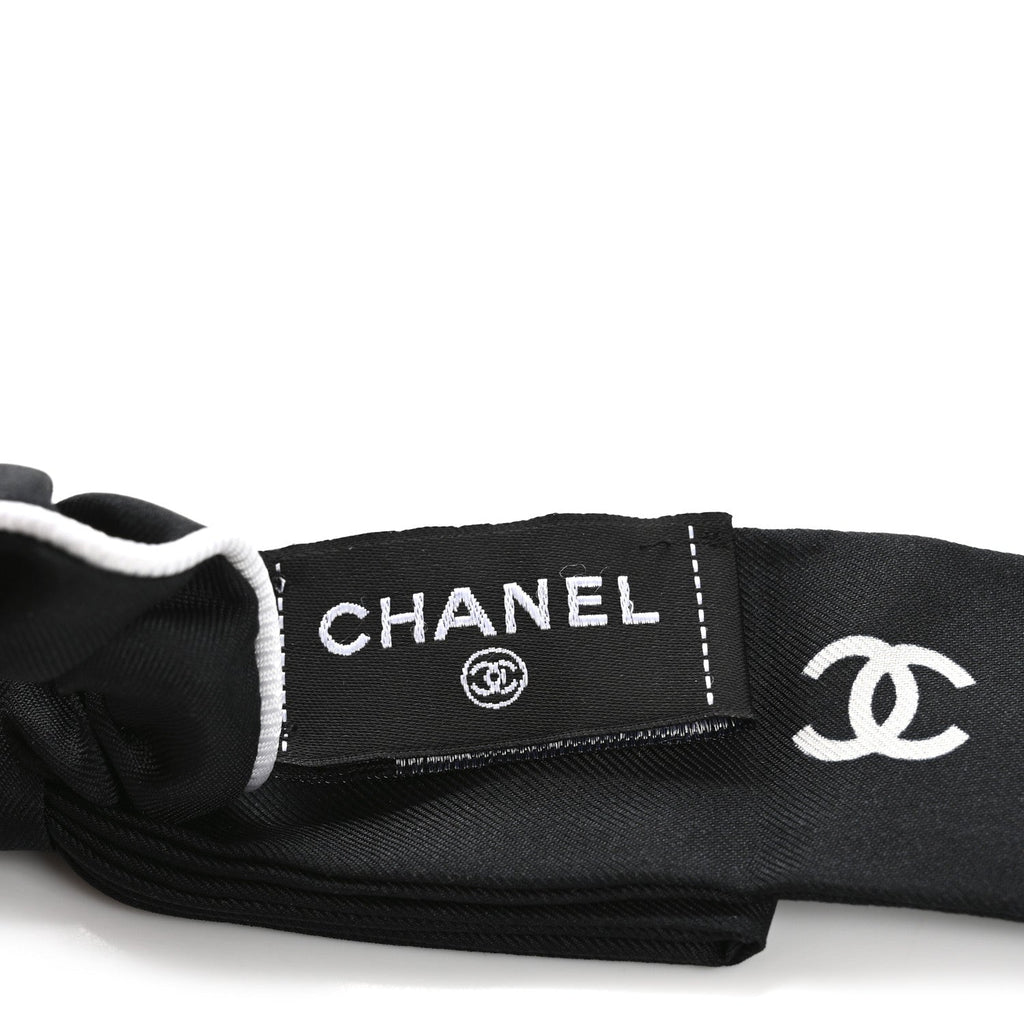 Silk CC Hair Tie Black Ecru