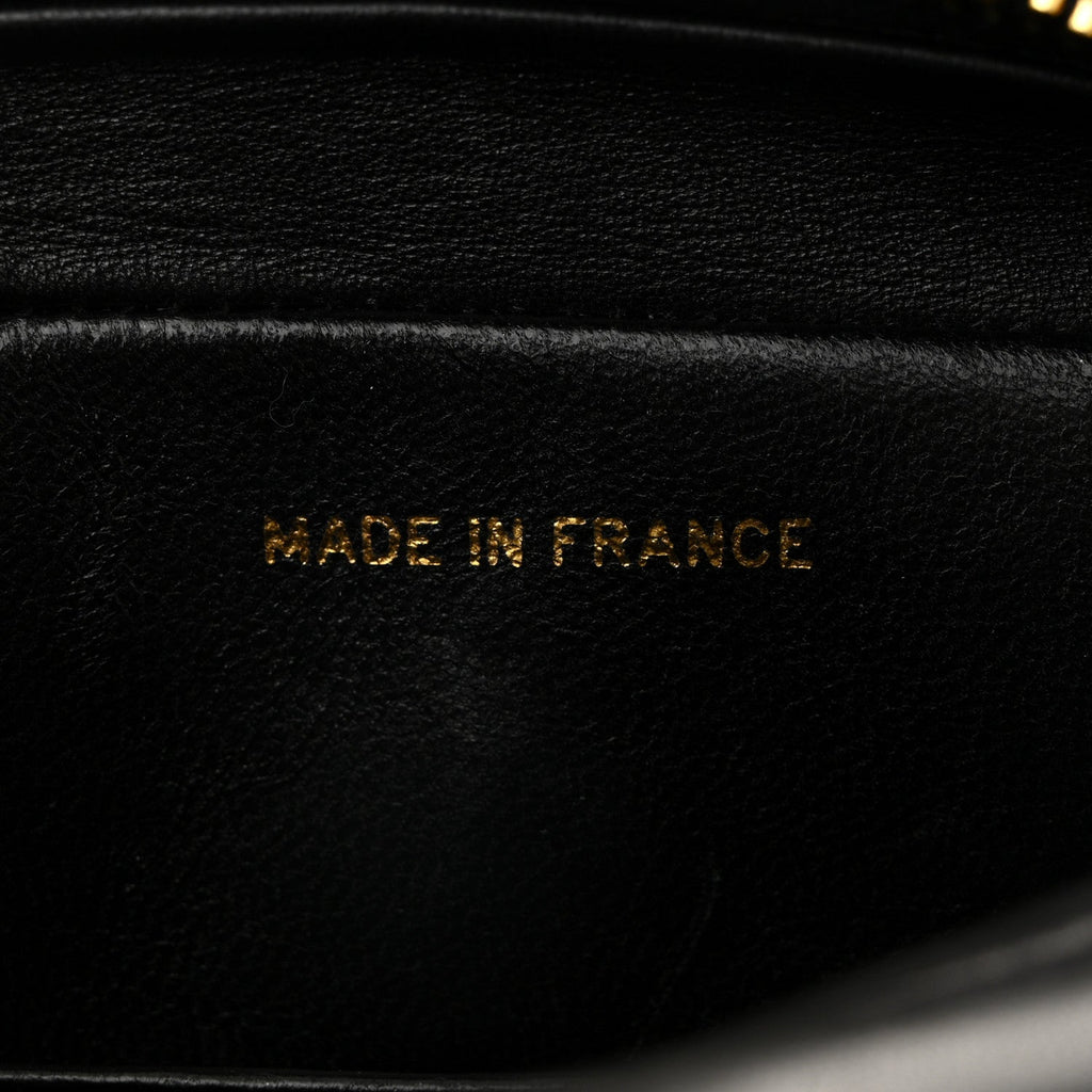 Lambskin Quilted Flap Camera Tassel Case Black