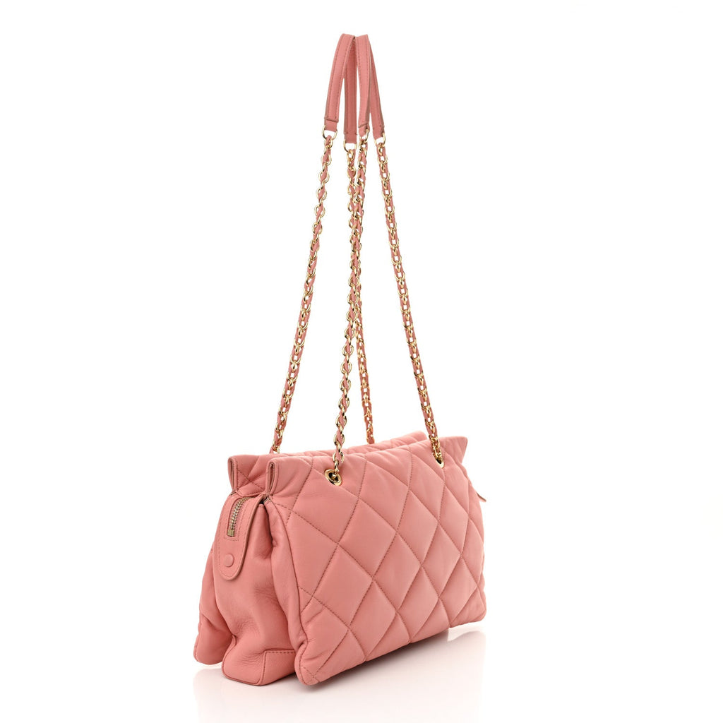 Nappa Quilted Medium Ginette Shoulder Bag Pink