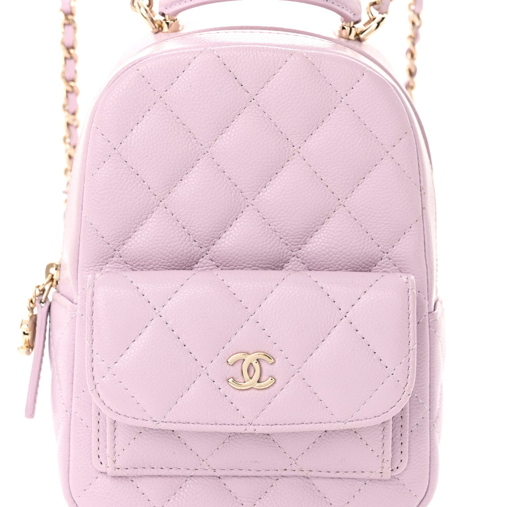Caviar Quilted CC Mini Classic Backpack Light Purple