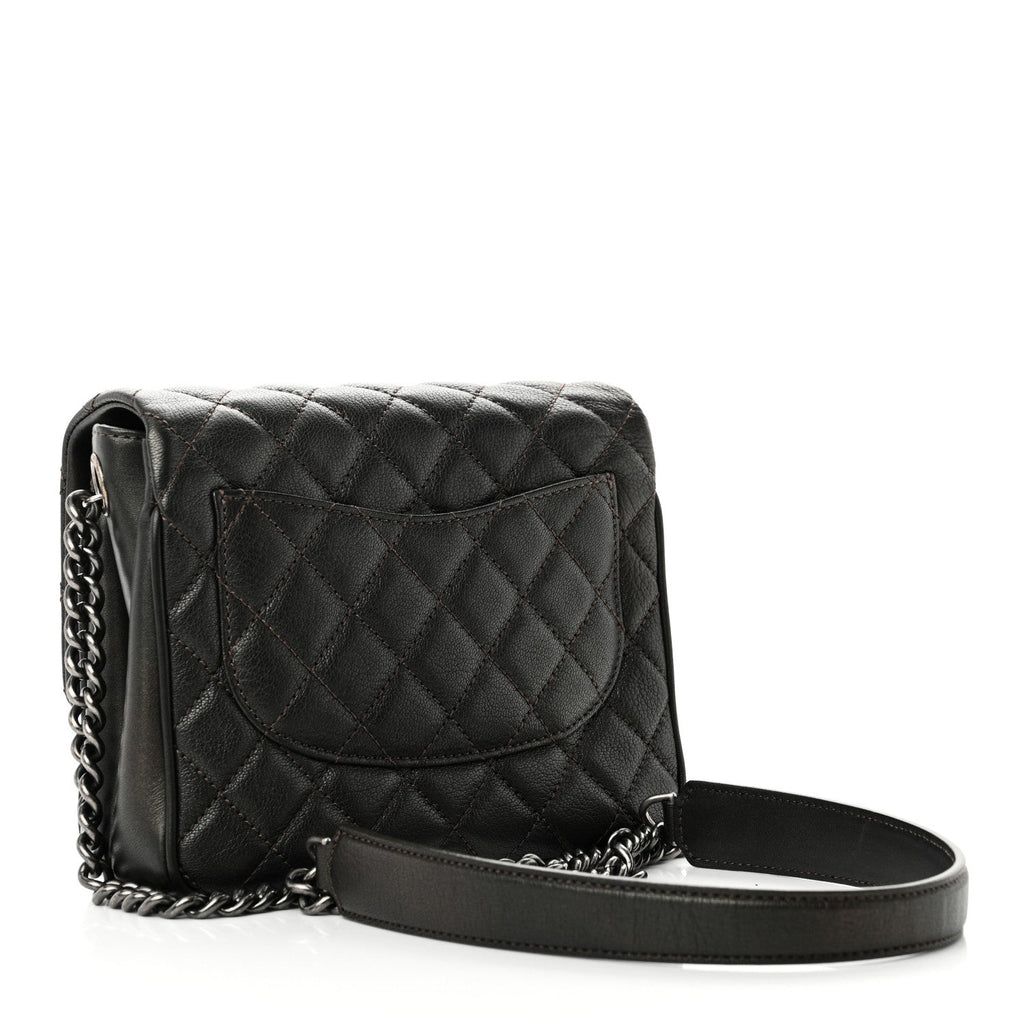 Metallic Goatskin Quilted Small Rock In Rome Flap Bronze