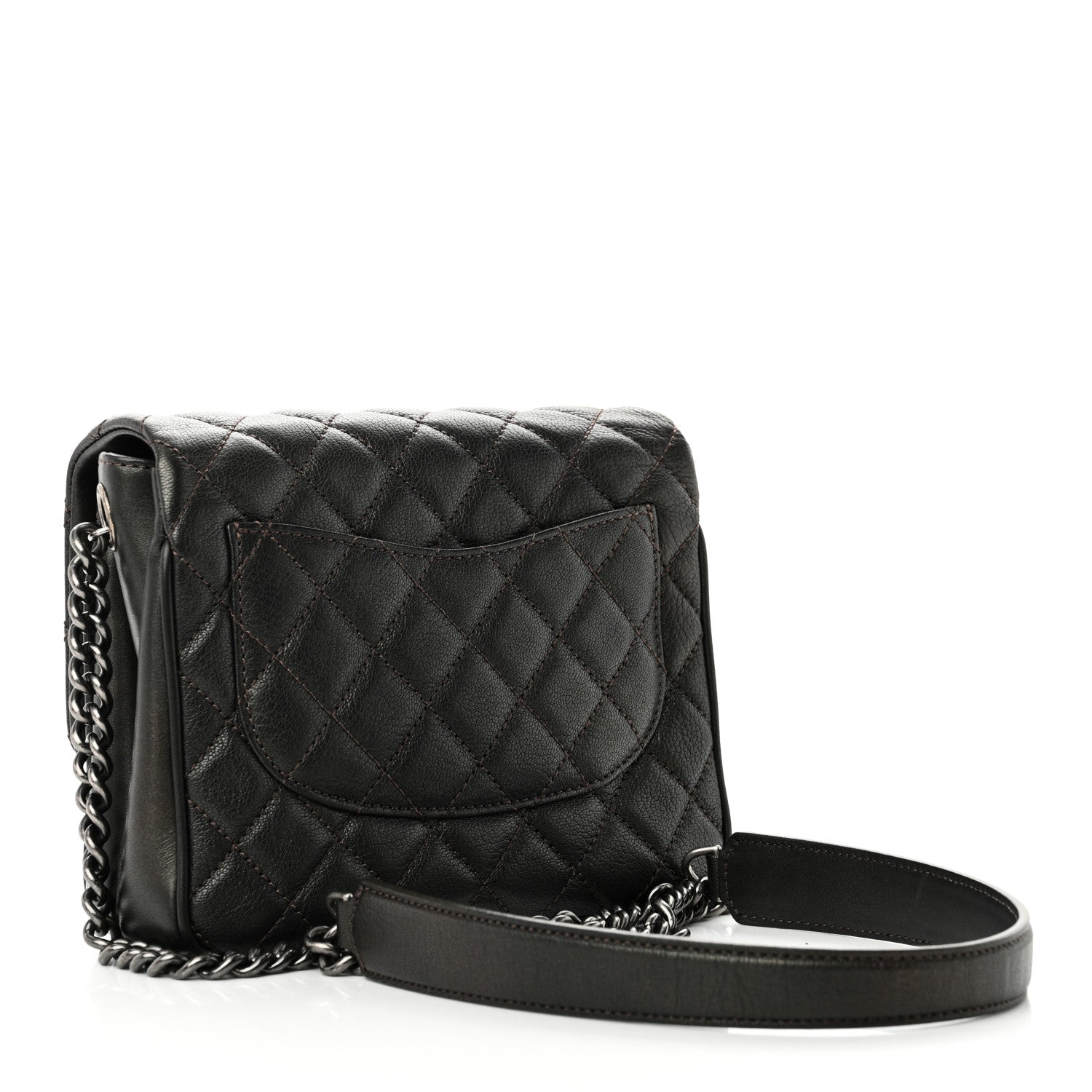 Metallic Goatskin Quilted Small Rock In Rome Flap Bronze