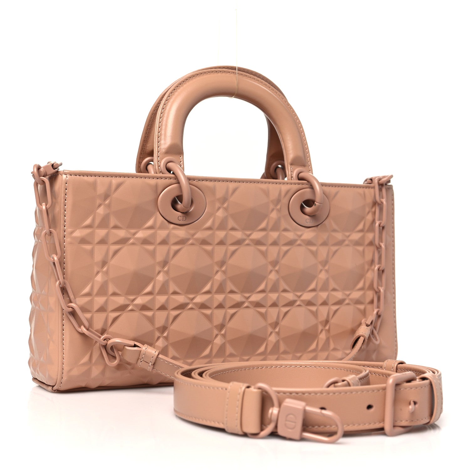 Calfskin Cannage Diamond Medium Lady D-Joy Rose Des Vents