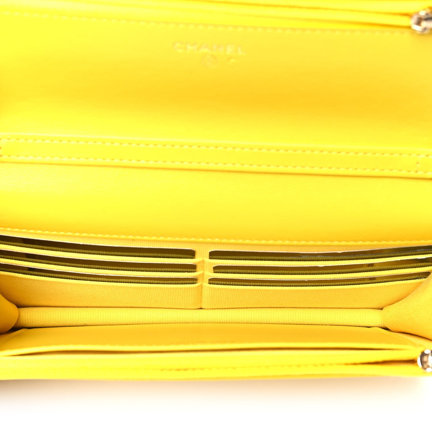 Lambskin Resin Quilted Wallet On Chain WOC Yellow