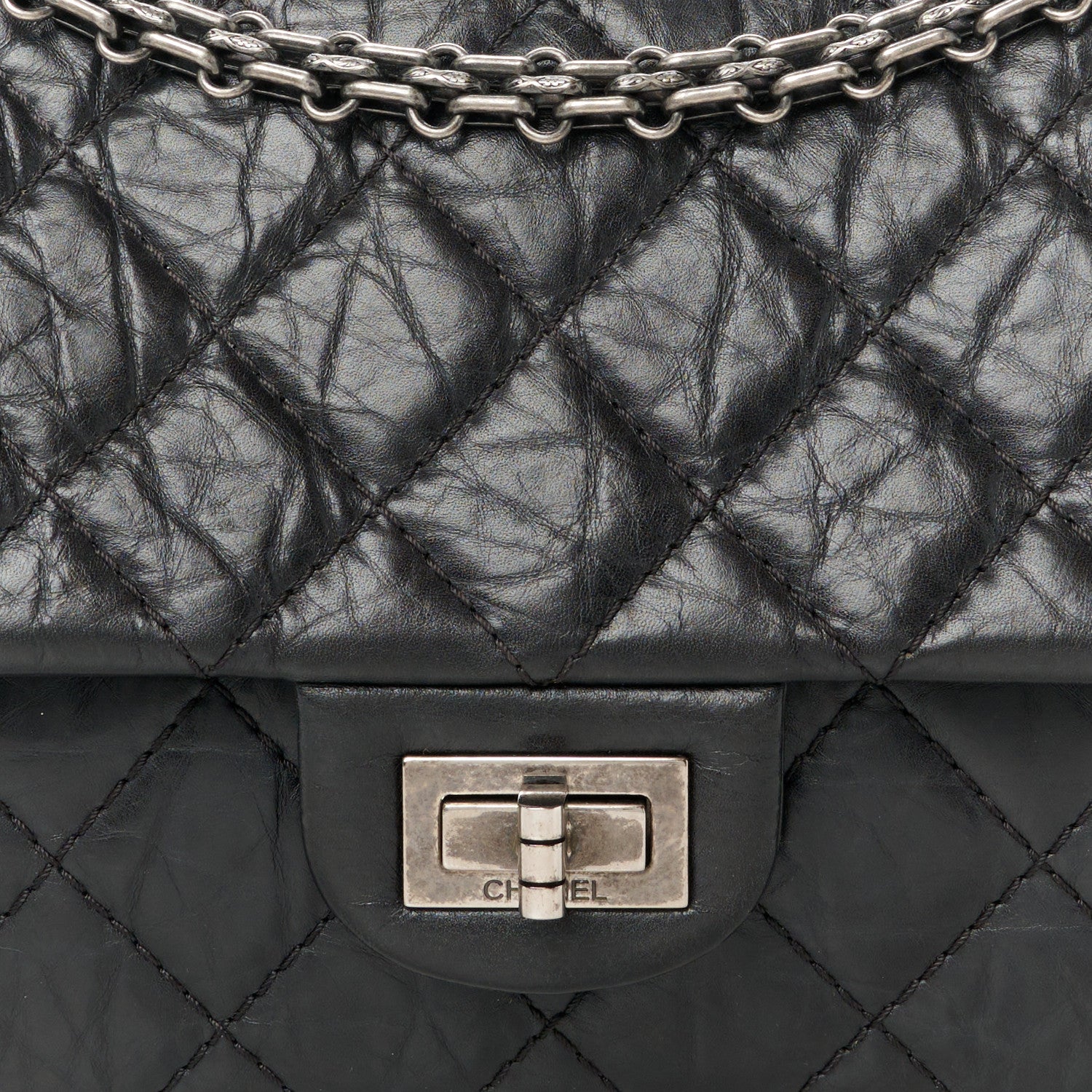 Aged Calfskin Quilted 2.55 Reissue 226 Flap Black