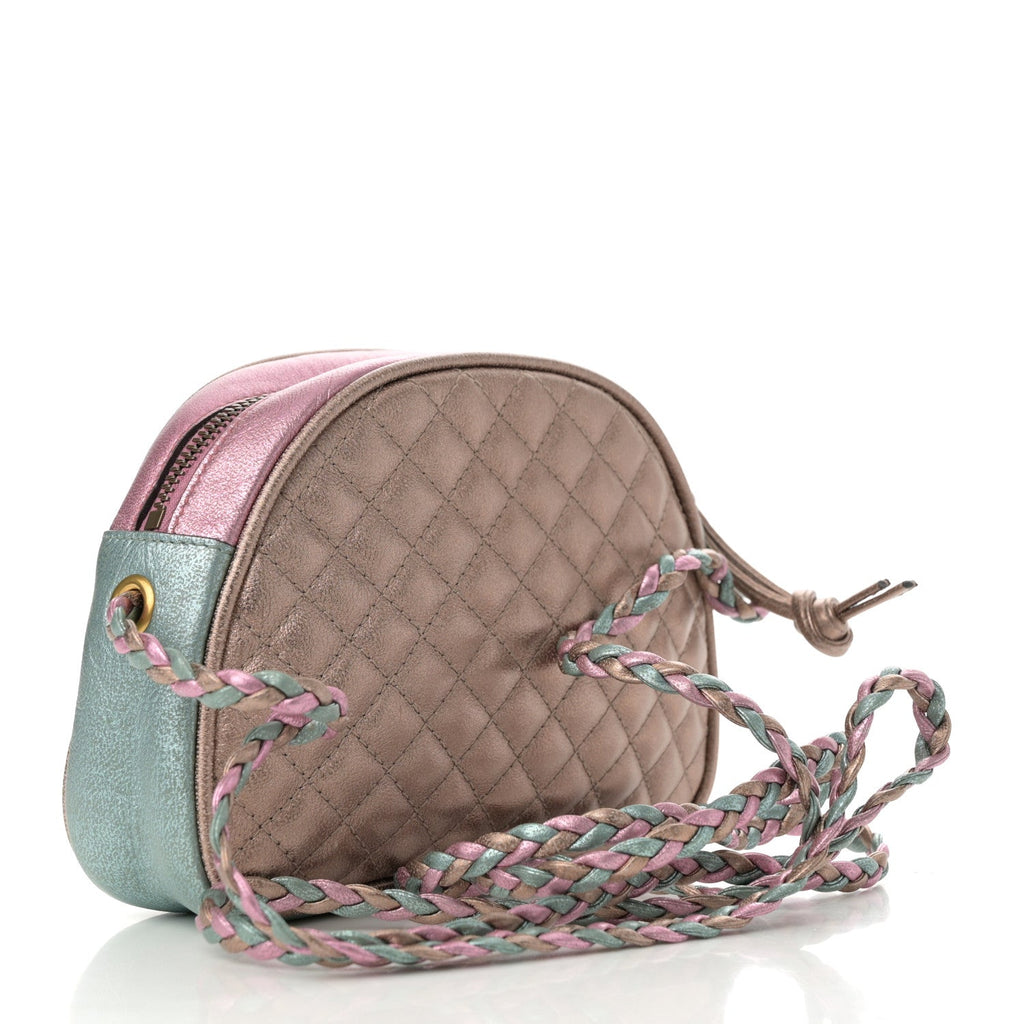 Laminated Nappa Trapuntata Mini Zumi Dome Shoulder Bag Rosa Lago Rame