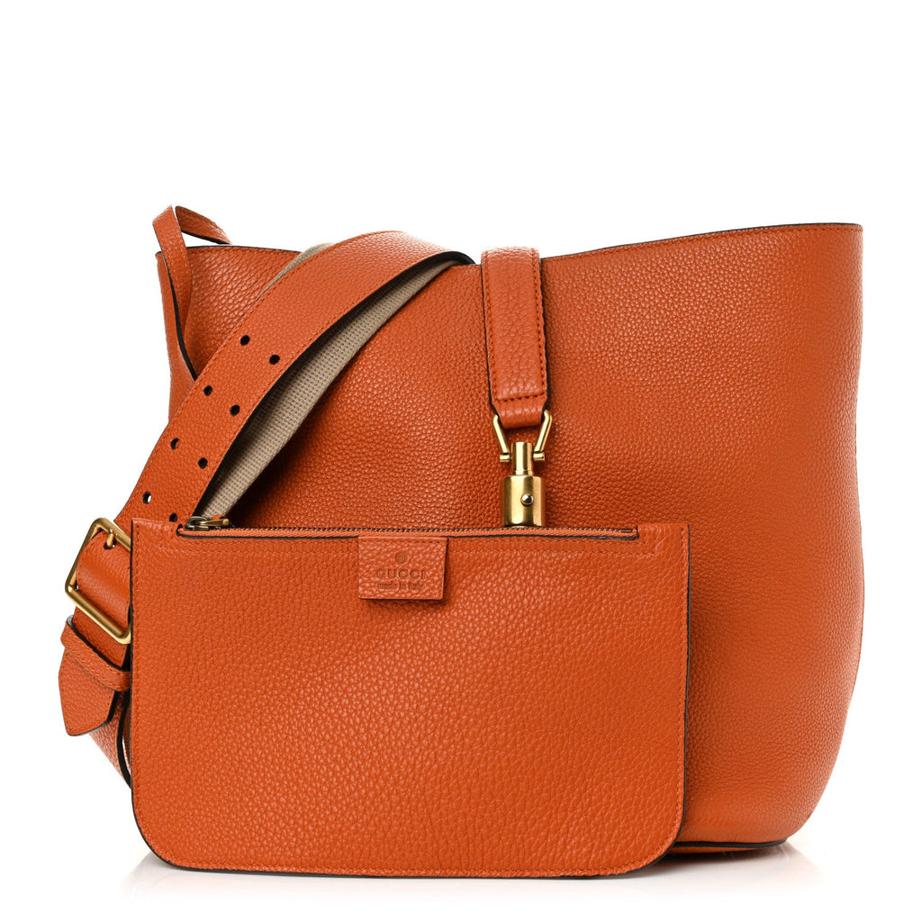 Soft Grained Calfskin Small Jackie Bucket Bag Orange