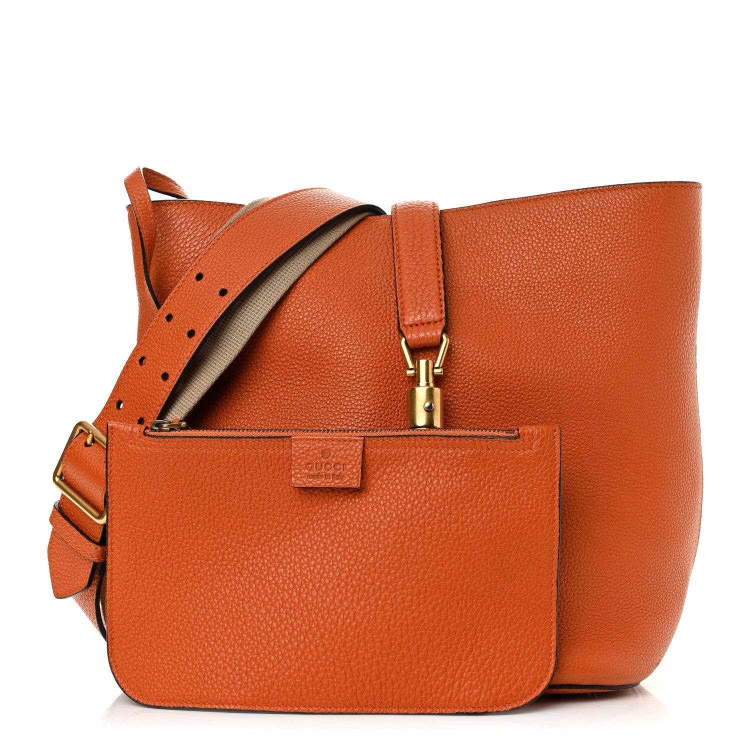Soft Grained Calfskin Small Jackie Bucket Bag Orange