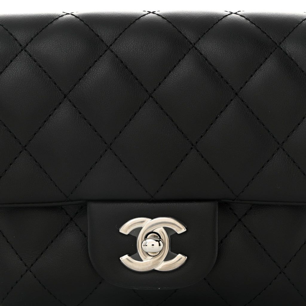Calfskin Quilted CC Uniform Flap Belt Bag Black