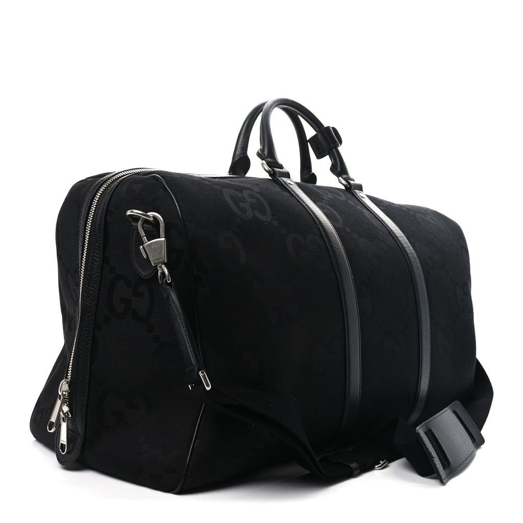 Monogram Jumbo GG Textured Dollar Calfskin Large Duffle Bag Black
