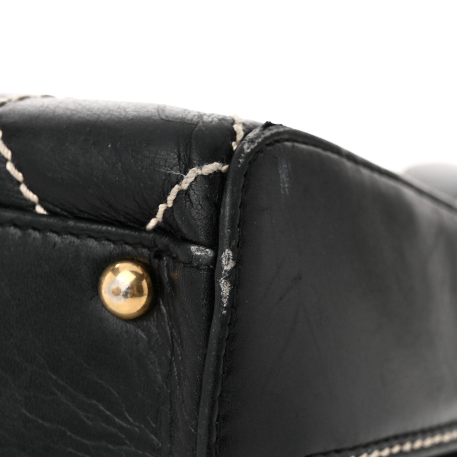 Calfskin Contrast Stitch Surpique Black