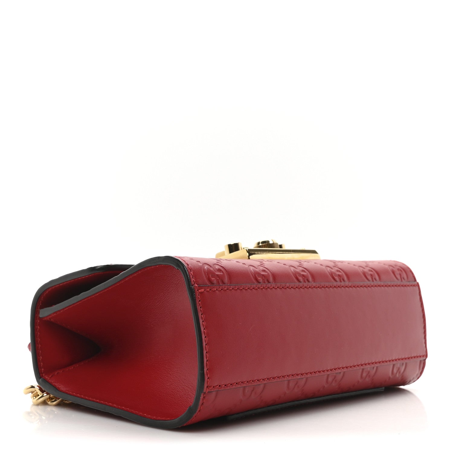 Guccissima Small Padlock Shoulder Bag Hibiscus Red