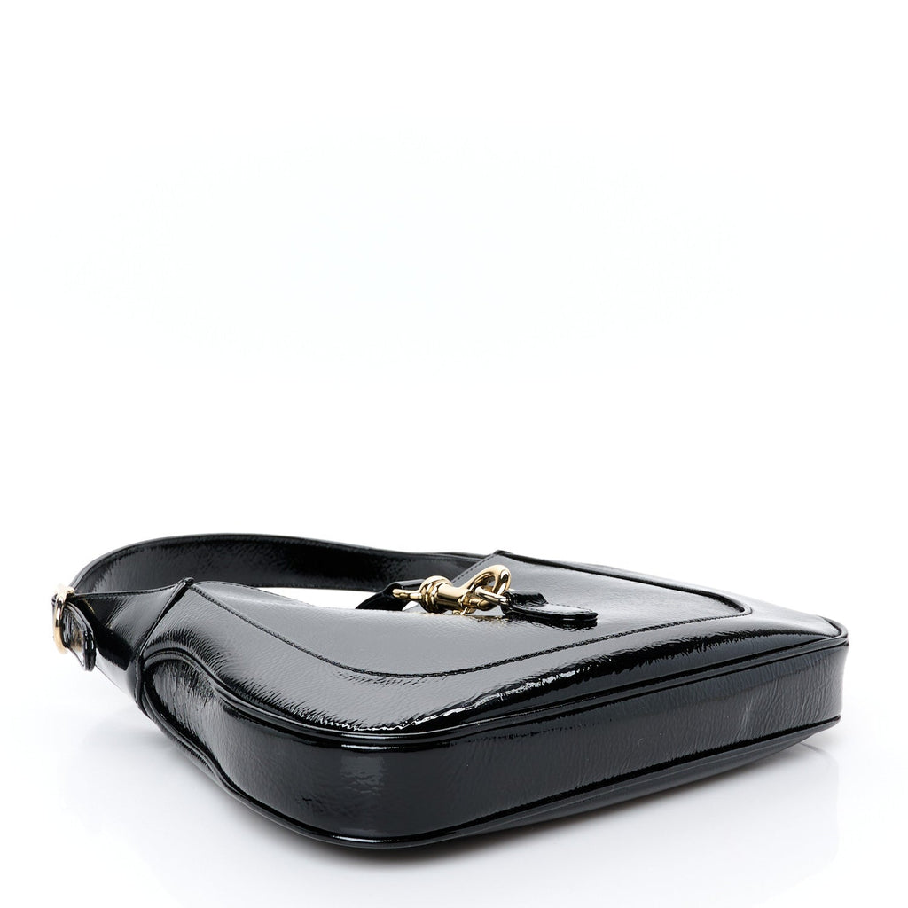 Patent Calfskin Small Jackie Shoulder Bag Black