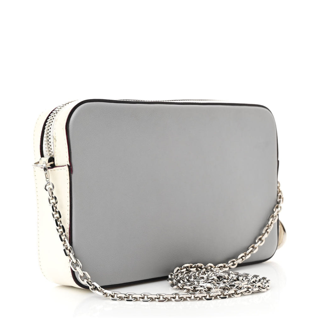Calfskin Chain Wallet Grey Off White