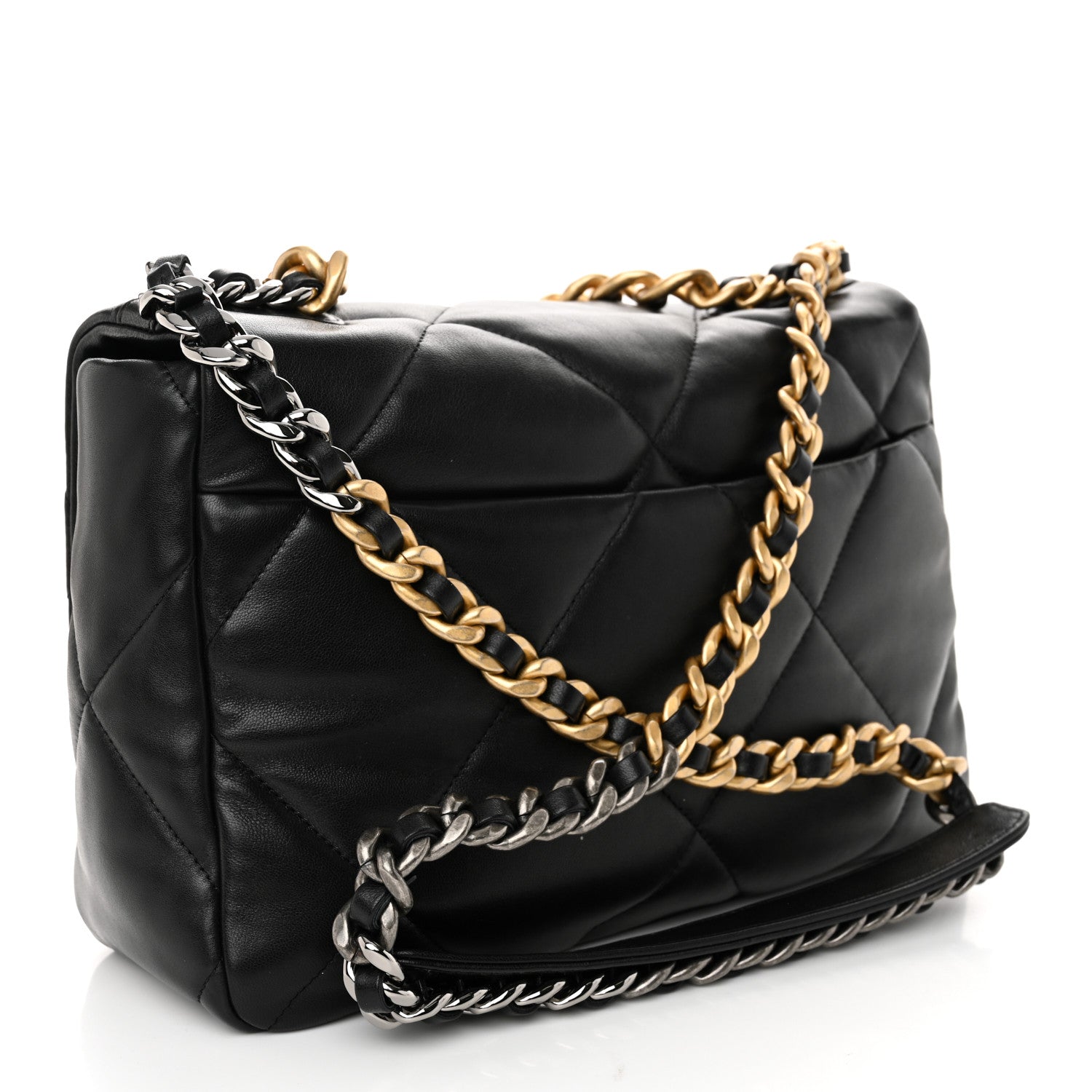 Lambskin Quilted Large Chanel 19 Flap Black