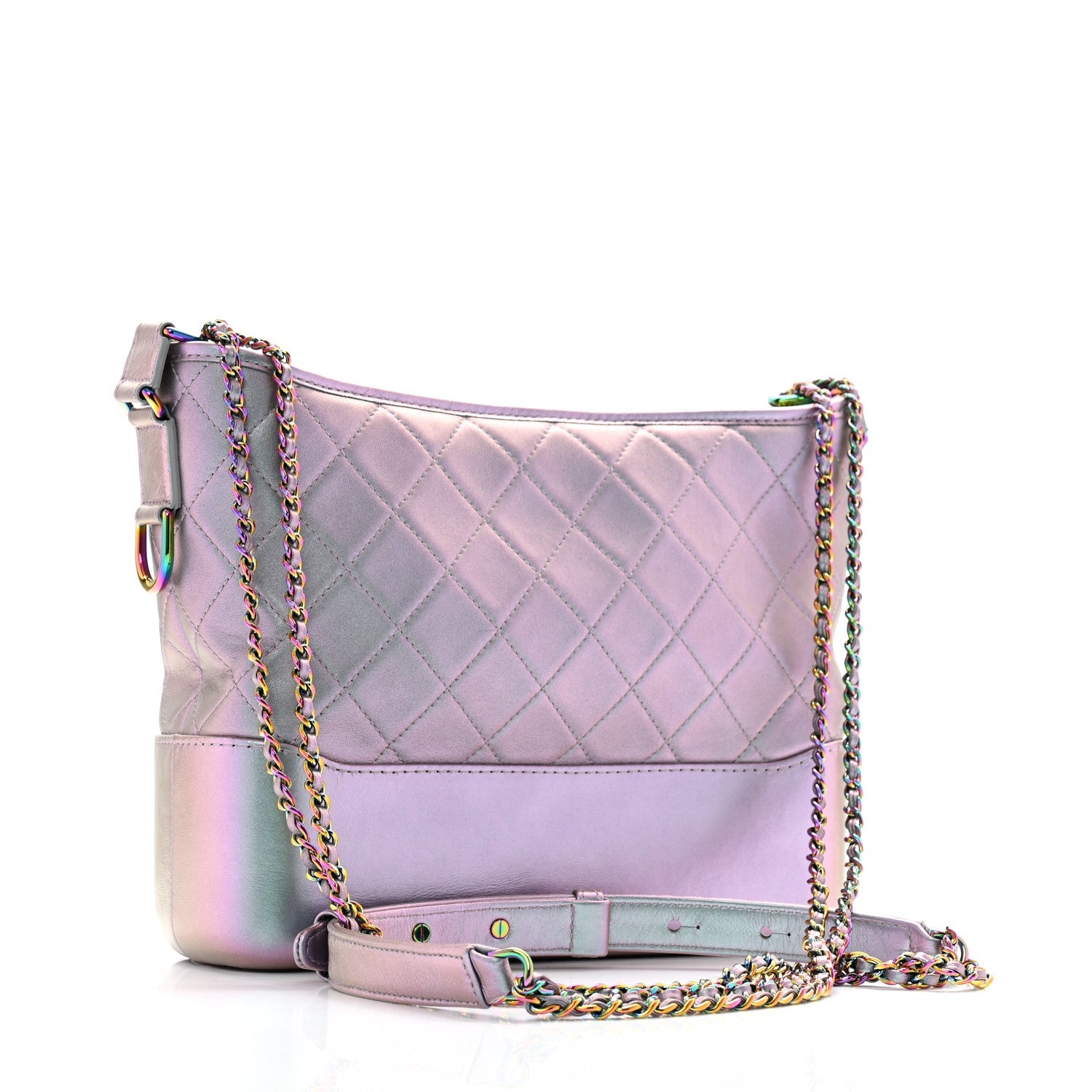 Iridescent Lambskin Calfskin Quilted Medium Gabrielle Hobo Light Purple