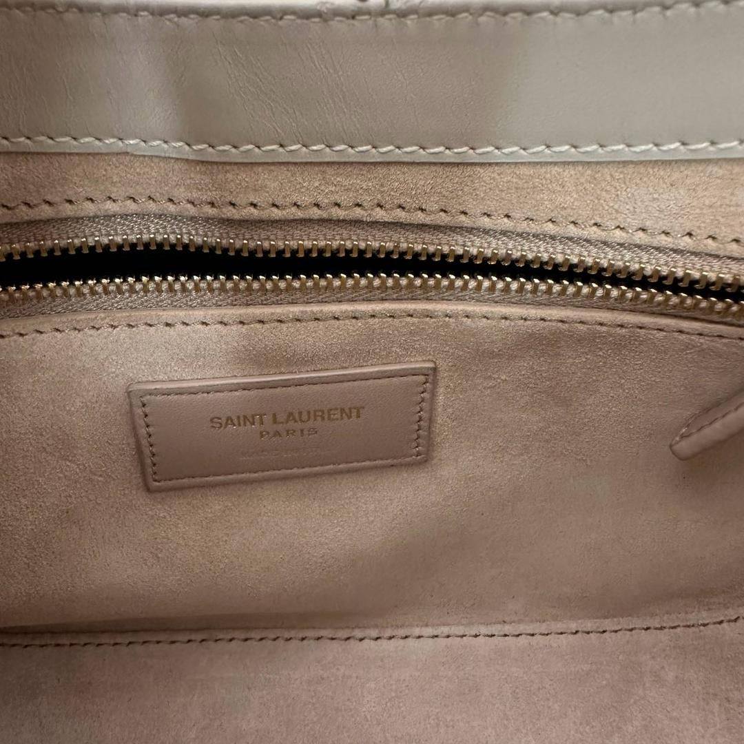 Saint Laurent Paris Le 5 to 7 White Smooth Leather Bag