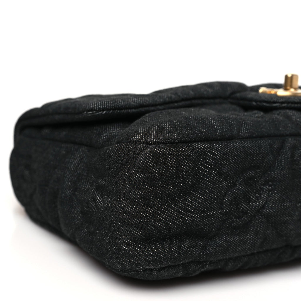 Denim Quilted Medium Funky Town Flap Black
