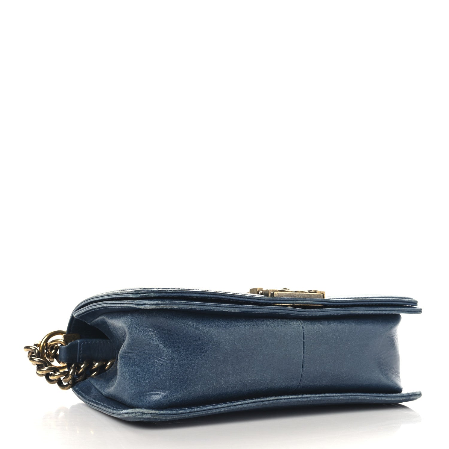 Aged Calfskin Quilted Medium Boy Flap Blue