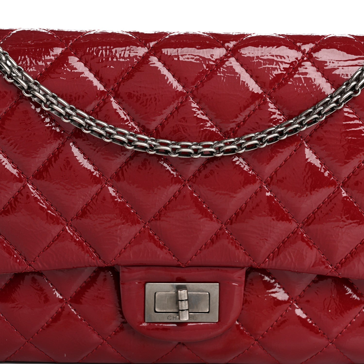 Distressed Patent Quilted 2.55 Reissue 227 Flap Raspberry Red