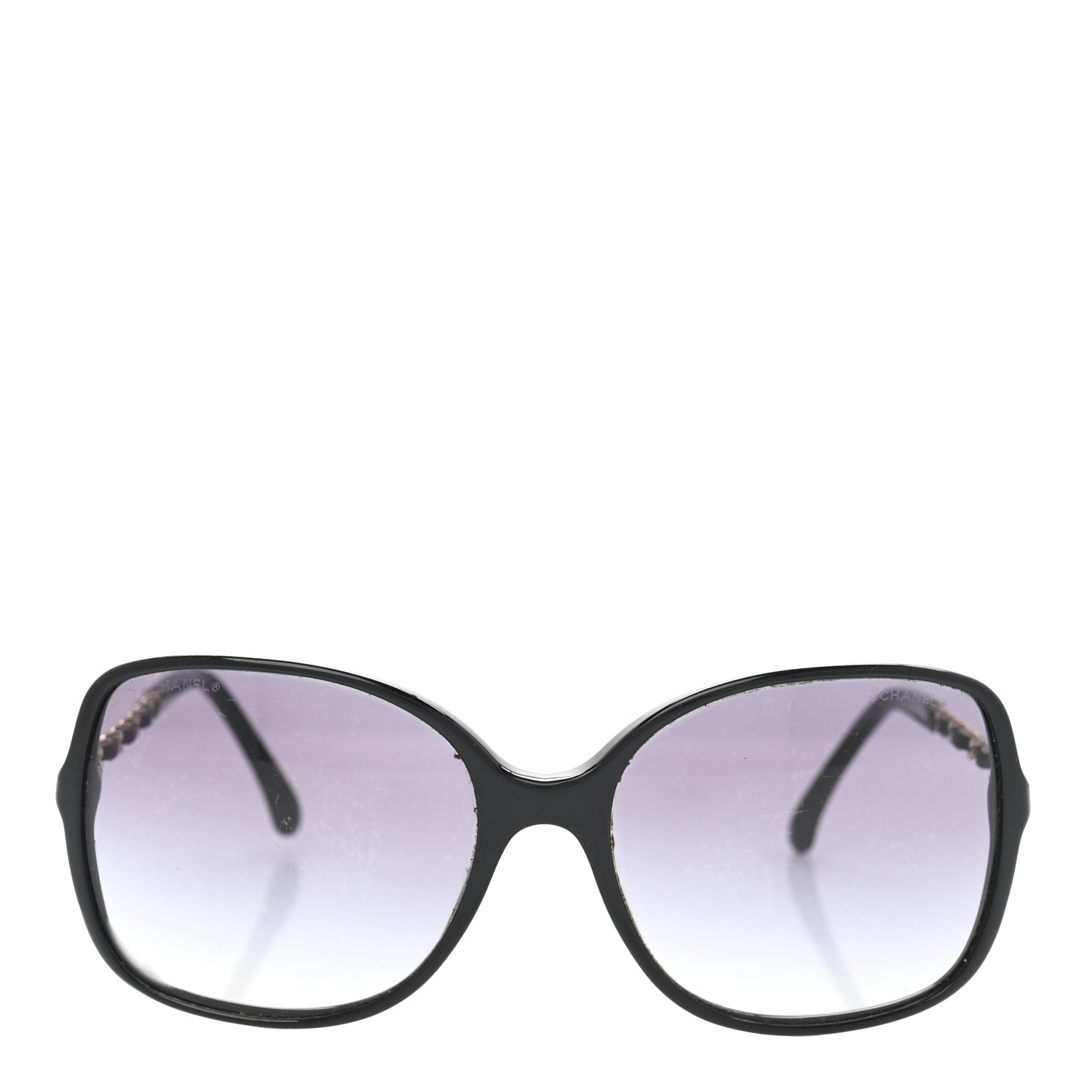 Acetate Lambskin Chain Square Sunglasses 5210-Q Black