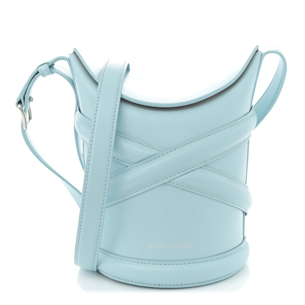Calfskin Mini Curve Bucket Bag Pale Blue