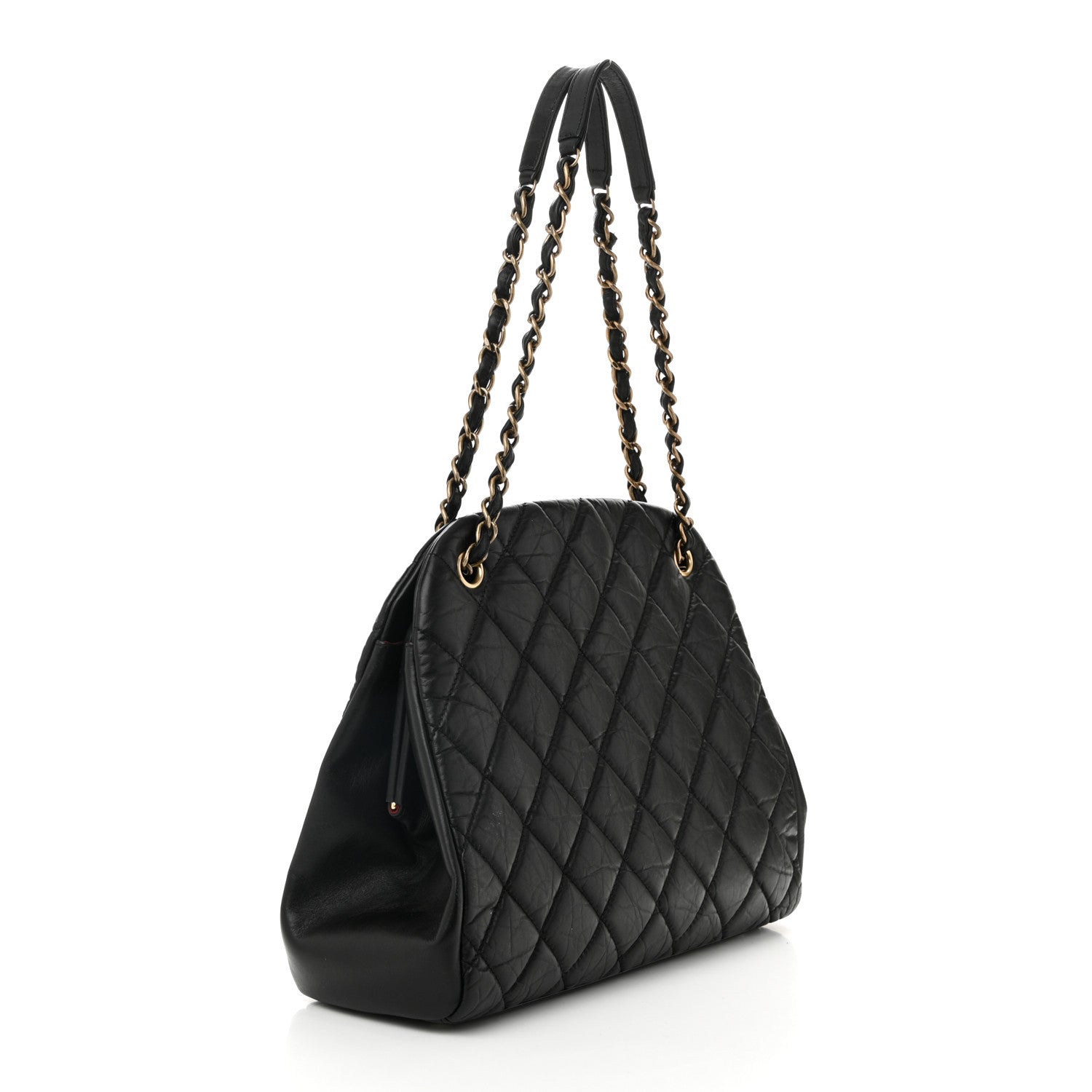 Aged Calfskin Large Just Mademoiselle Bowling Bag Black