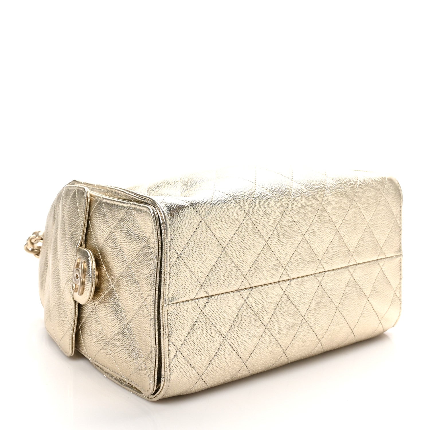 Metallic Caviar Quilted Small Chanel 25 Hobo Gold