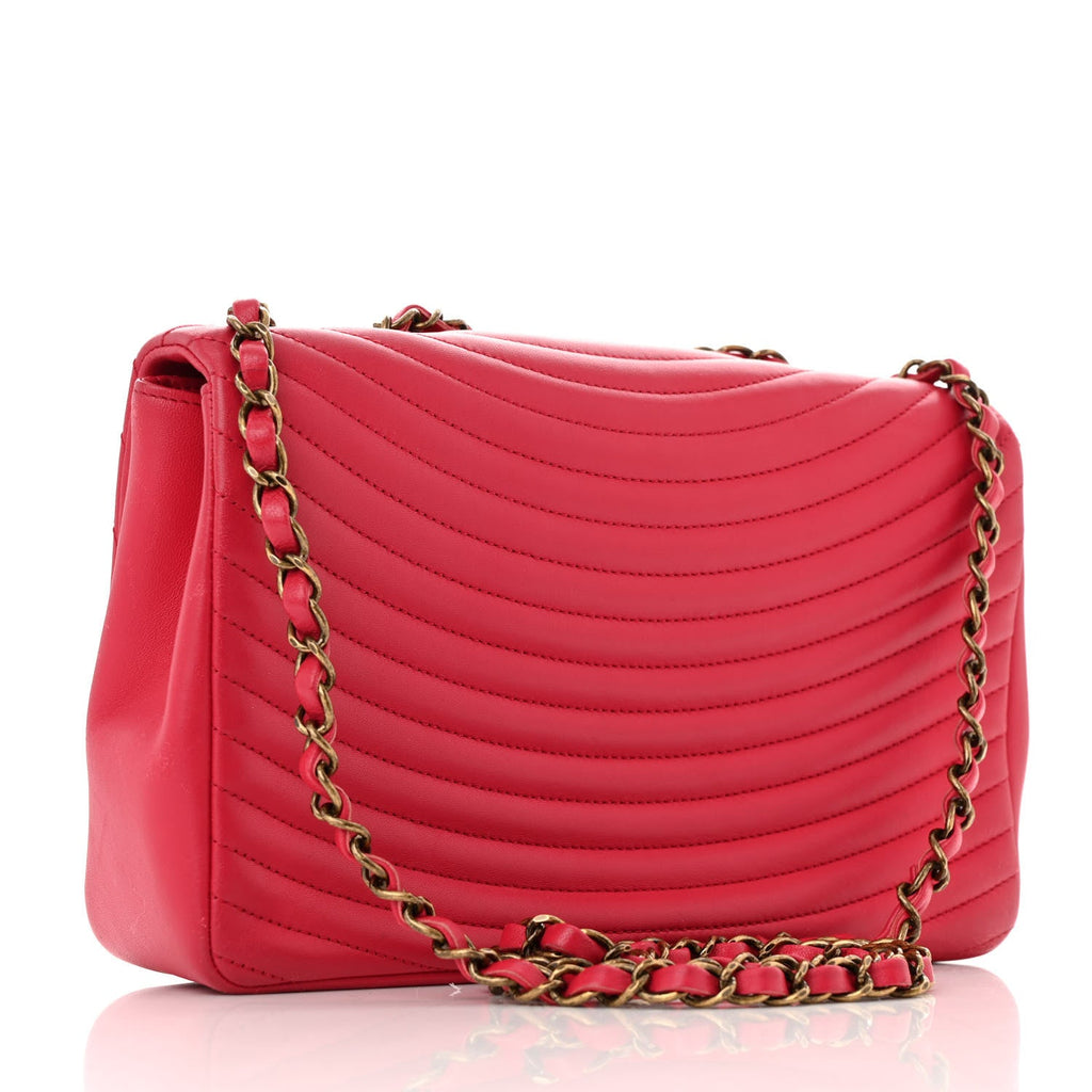 Lambskin Borse Romane Single Flap Dark Pink