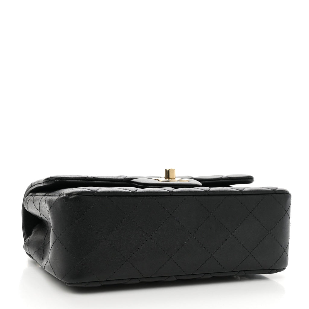 Lambskin Quilted Mini Rectangular Flap Black
