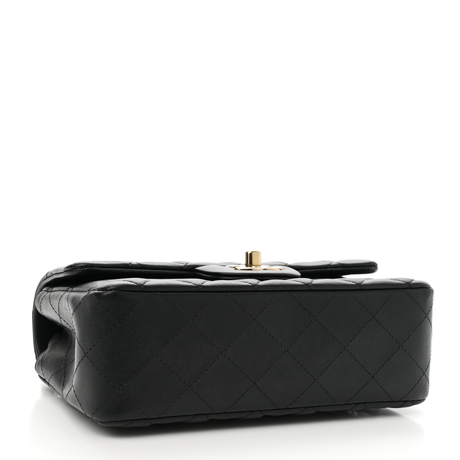 Lambskin Quilted Mini Rectangular Flap Black