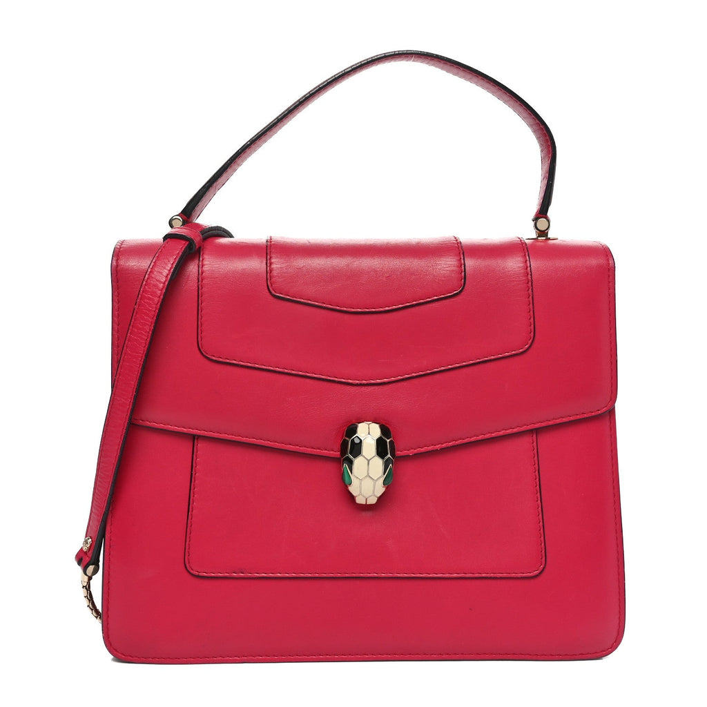 Calfskin Large Serpenti Forever Top Handle Pink