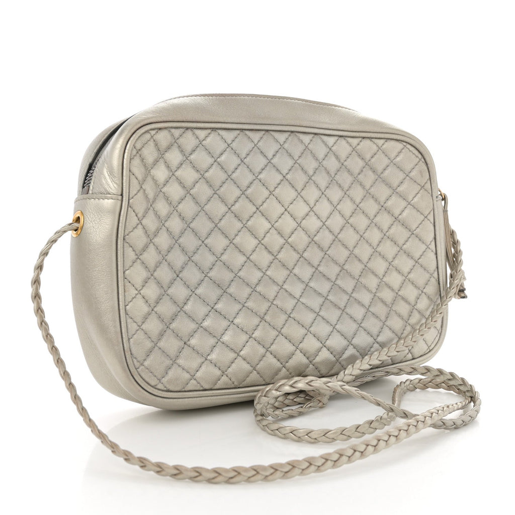 Laminated Nappa Web Trapuntata Small GG Shoulder Bag Argento