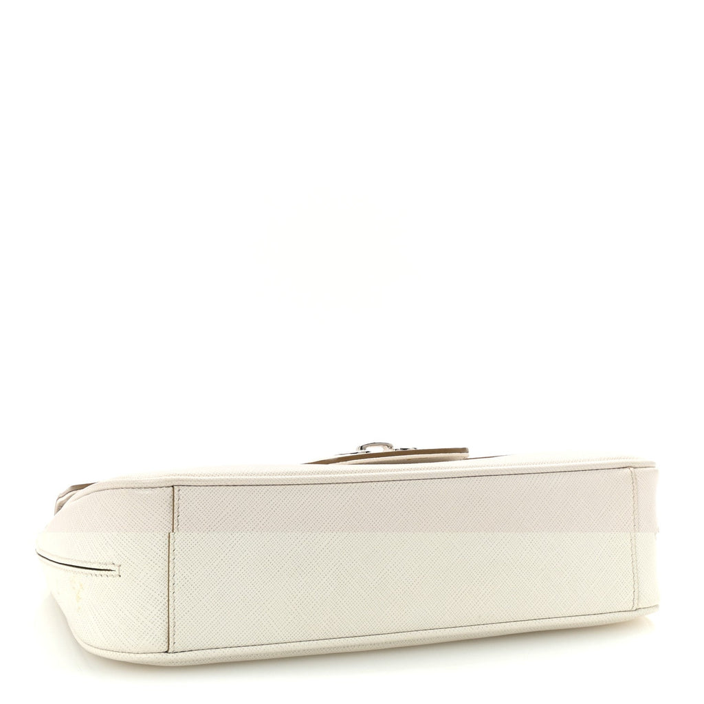 Printed Calfskin Rory Chain Shoulder Bag White