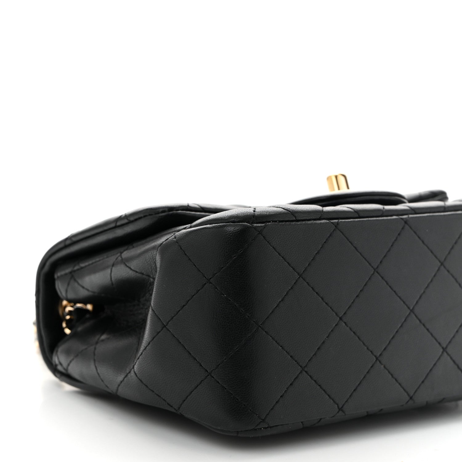 Lambskin Quilted Mini Square Flap Black
