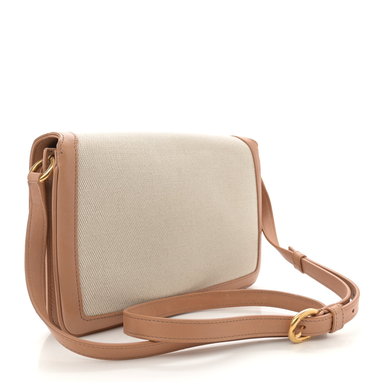 Smooth Calfskin Cotton Canvas Le Maillon Satchel Natural Beige