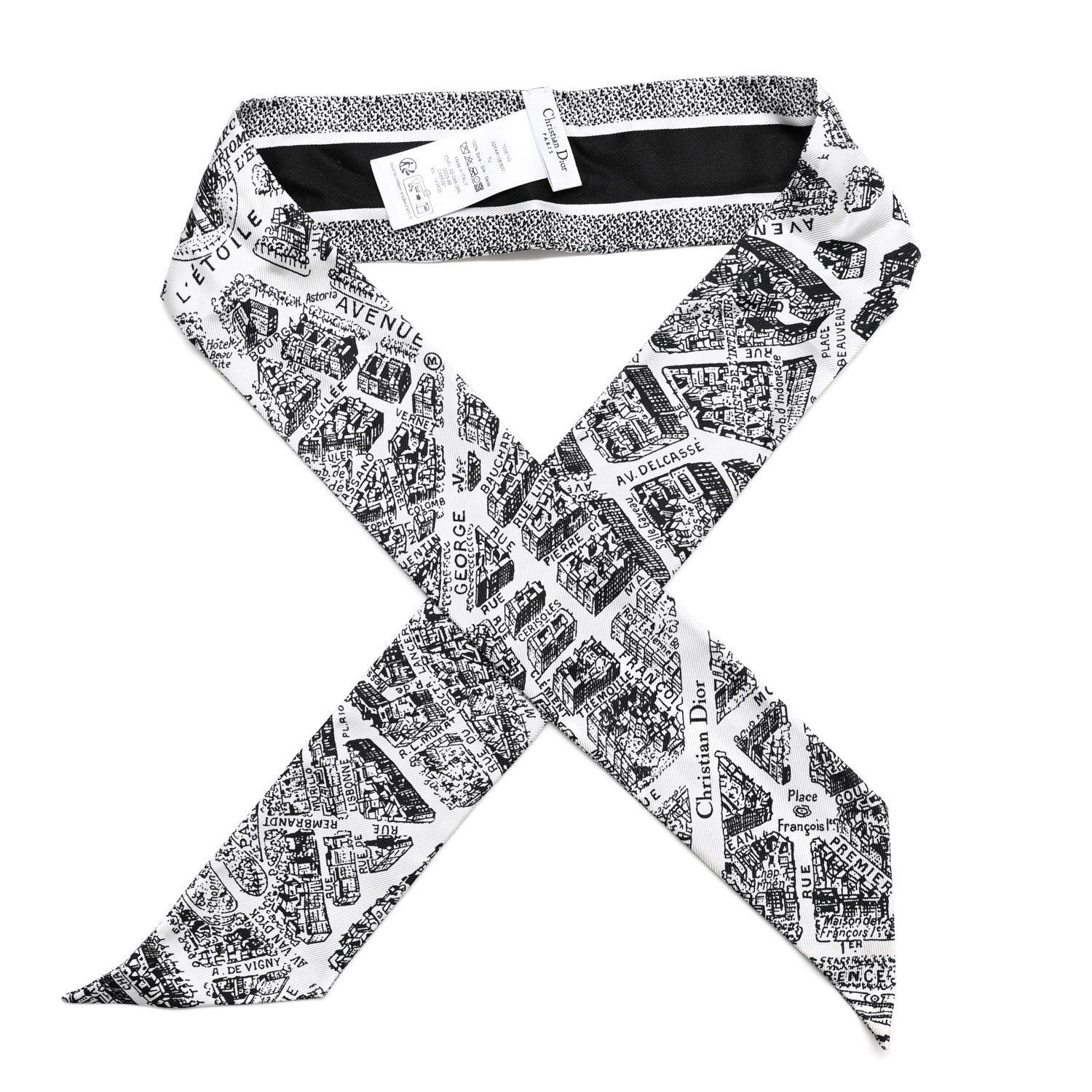 Silk Plan De Paris Mitzah Scarf White Black